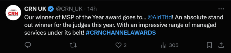 CRN Tweet MSP of the Year